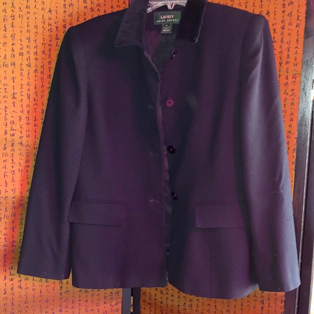 Jacket Wool Blazer Medium Ralph Lauren Office dress coat black size 12 womans
